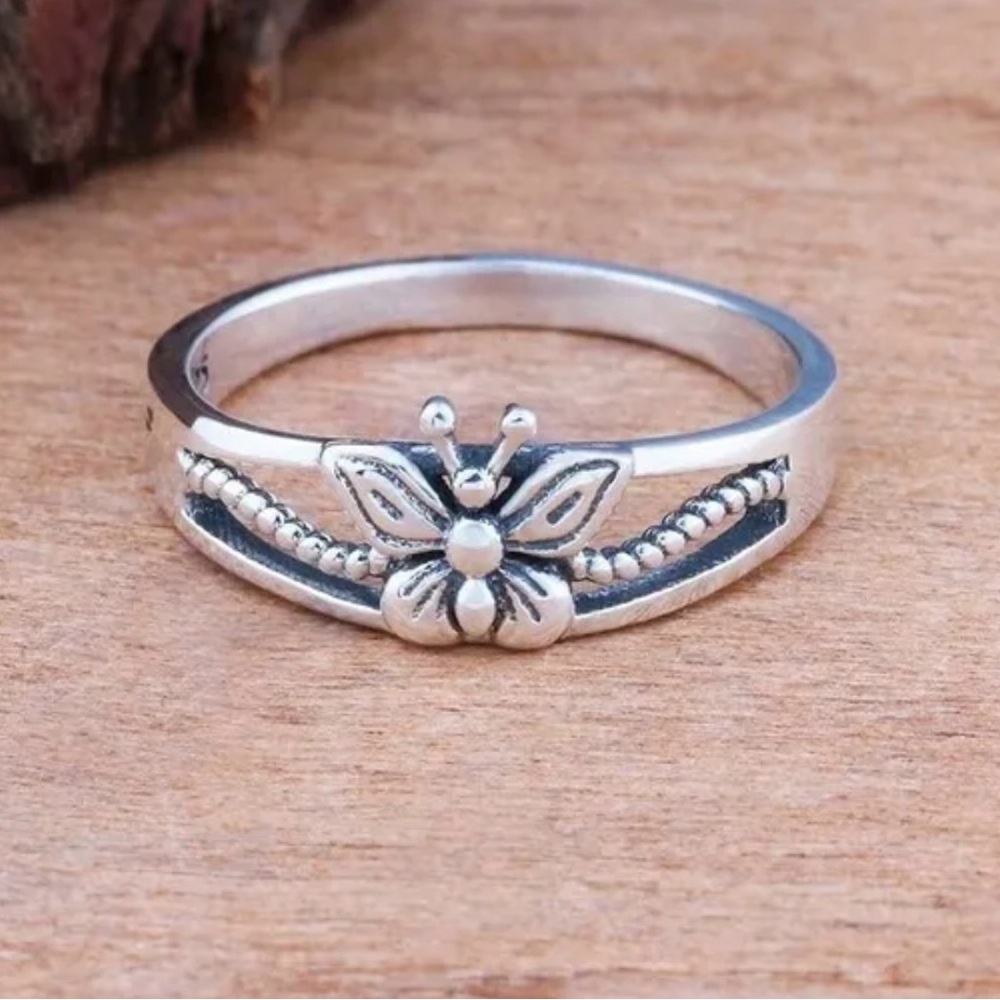 925 Silver Plated Butterfly ring Size 7